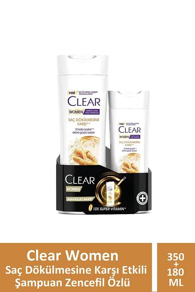 Clear Women Anti-Hair Loss Shampoo with Ginger Extract 350 + 180 ml