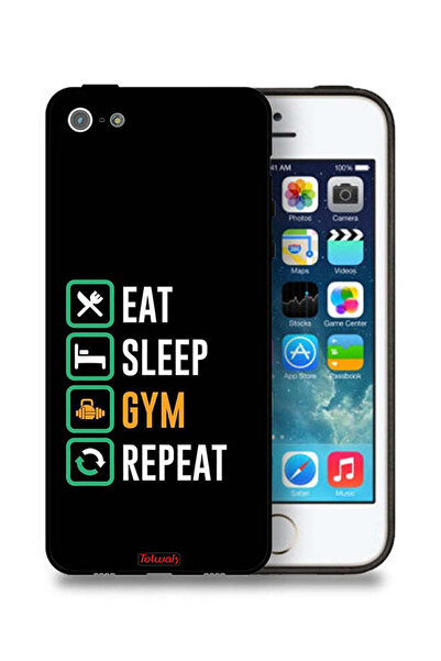 Tolwak جراب حماية لهاتف Apple iPhone 5/5s/SE - Eat Sleep Gym Repeat
