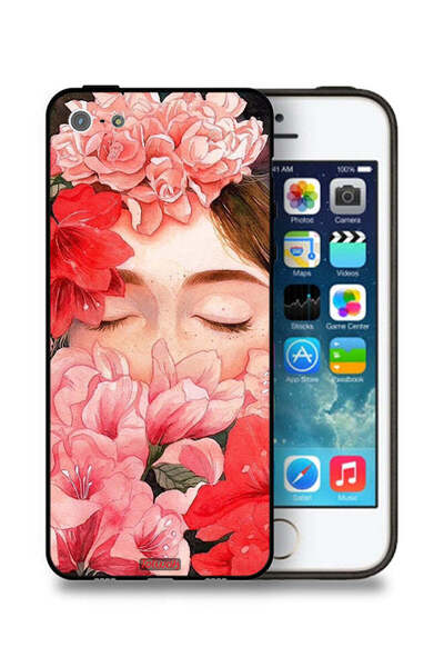 Tolwak غطاء حماية لجهاز Apple iPhone 5/5s/SE بتصميم وجه فتاة مختبئة بين الزهور