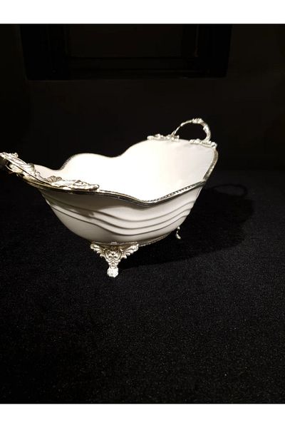 ROY KING Royking Lımoges Large Oval Bowl with Feet 39*23*15cm