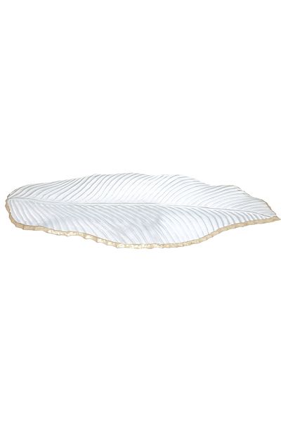 Alsaif Gallery Glass Dessert Plate Alsaif Gallery, 42×23×2 cm, Leaf Shape, Golden Edges - Transparent