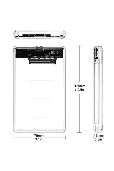 Alfais 4266K 2.5” HDD/SSD USB 3.0 to SATA Dönüştürücü Harici Şeffaf Taşınabilir Kutusu
