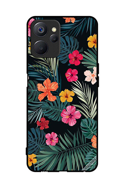 Covernex غطاء حماية لهاتف Realme 9i 5G زهور متعددة الألوان وريش أخضر داكن