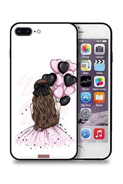 Tolwak غطاء حماية لهاتف آيفون 7 بلس من آبل يحمل رسمة فتاة تحمل بالونات
