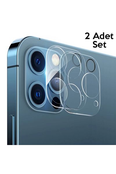 CepteToptan مجموعة GOR iPhone 12 Pro 6.1 أفضل واقي كاميرا زجاجي كامل مقوى مكون من قطعتين - (1903) - MKİ4431-5363
