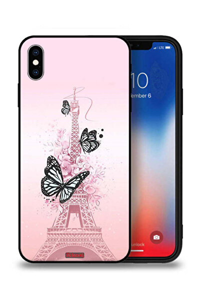 Tolwak غطاء حماية لجهاز Apple iPhone XS Max بنقشة فراشات على برج إيفل