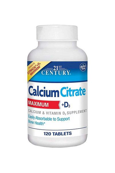 21st Century Calcium Citrate Maximum + D3 Dietary Supplement - 120 Capsules