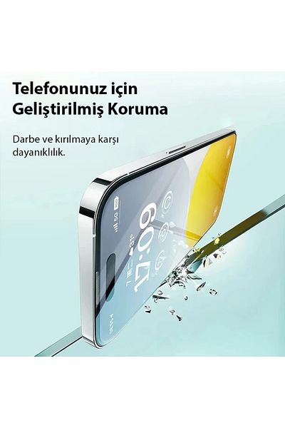 CepteToptan واقي شاشة كريستال لهاتف آيفون 15 بلس حماية كاملة للعين من الزجاج المقسى - (1 - MKİ1903-4944)