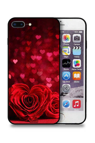 Tolwak غطاء حماية لجهاز آيفون 8 بلس من آبل، زهور على شكل قلب، فن تجريدي