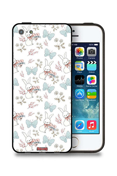 Tolwak غطاء حماية لجهاز Apple iPhone 5/5s/SE بطبعة أرنب وفراشات