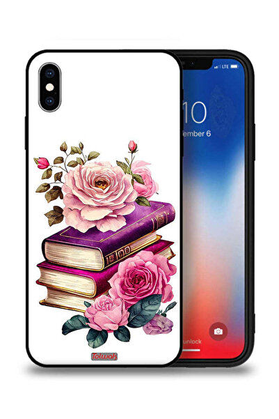 Tolwak غطاء حماية لجهاز Apple iPhone XS Max بنقشة الورود والكتب