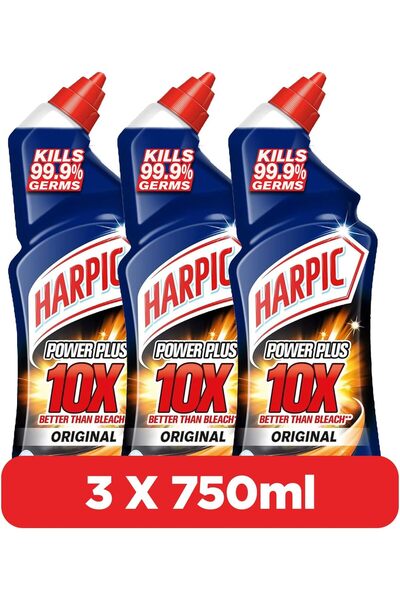 Harpic منظف المرحاض الأصلي باور بلس ١٠ مرات الأكثر قوة، ٧٥٠ مل (عبوة من ٣ قطع)