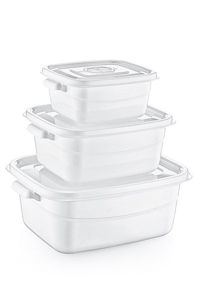 Plodna House Set of 3 Rectangular Microwave Containers – 0.5L / 1L / 2L
