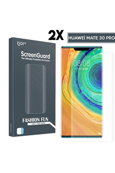 ETC Gor Huawei Mate 30 Pro 3D Compatible Curved Full Coverage Shock Absorbing Screen Protector 2 Piece Set -