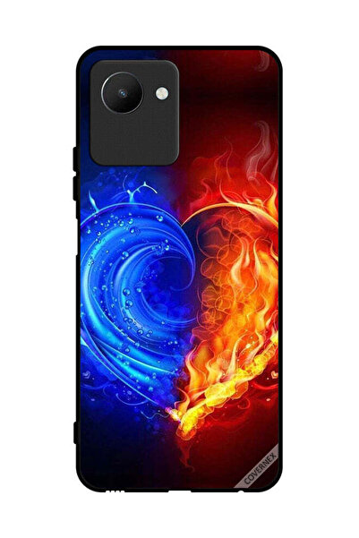 Covernex غطاء حماية لهاتف Realme C30s بخلفية قلب النار والماء