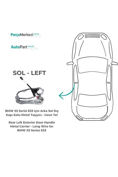 ALPHA AUTO PART Rear Left Exterior Door Handle Metal Carrier for Bmw X5 Series E53 - Long Wire