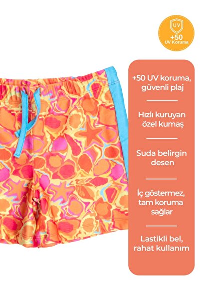 Ozmoz By Mukadder Özden Orange Patterned Knitted Fabric Boy's Shorts Swimwear