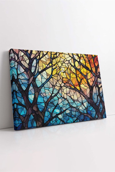 KOSS Dijital Tablou decorativ cu vitralii colorate curcubeu, pictură multicol...