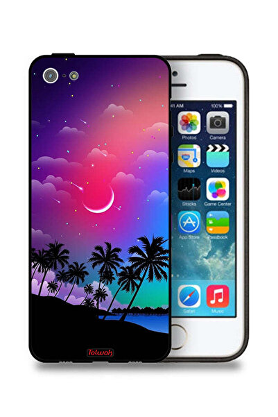 Tolwak غطاء حماية لجهاز Apple iPhone 5/5s/SE برسومات القمر في الليل