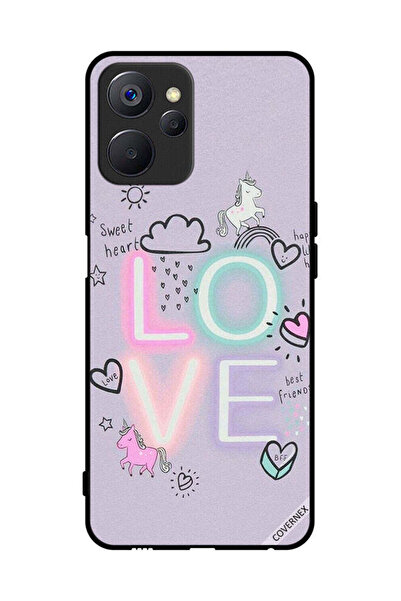 Covernex غطاء حماية لهاتف Realme 9i 5G بطبعة قلب حلو وحب وحيد القرن