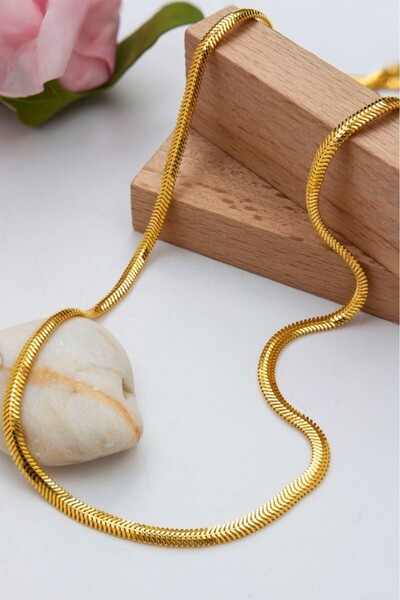 latif kuyumcu 22 Ayar Altın 3 MM Balık Sırtı Zincir 45 CM LKZNC1104