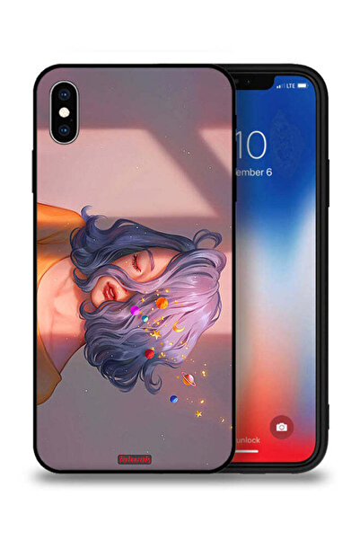 Tolwak جراب حماية لجهاز Apple iPhone XS برسومات فتاة وفضاء