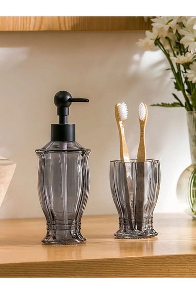 LC Waikiki Σετ μπάνιου από γυαλί Anthracite 2 τεμ