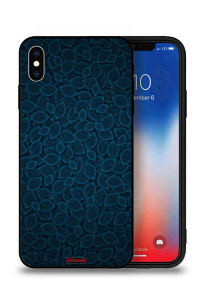 Tolwak جراب حماية لهاتف Apple iPhone XS بنقشة أوراق الشجر الفنية الرقمية