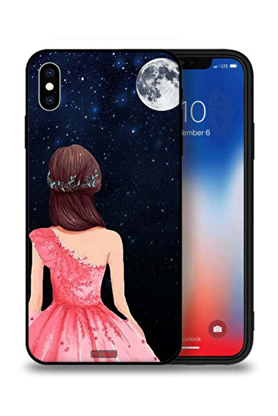 Tolwak Apple iPhone XS Protective Case Girl And Moon Art