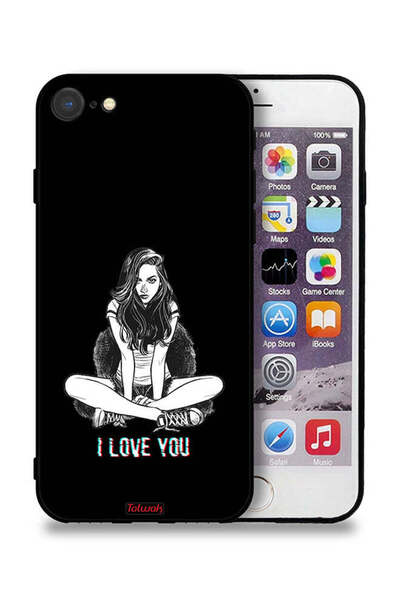 Tolwak جراب حماية Apple iPhone SE (2020) مطبوع عليه عبارة "أحبك"