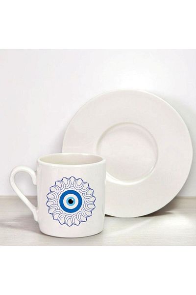 Nino Store Nazar Değimin Series 1 Printed Gift Set of 6 Turkish Coffee Cups