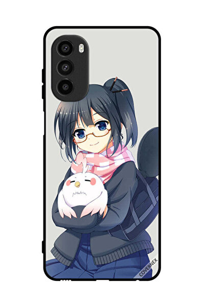 Covernex غطاء حماية لهاتف موتورولا موتو جي 82 - رسم فتاة تحمل حيوانًا أليفًا