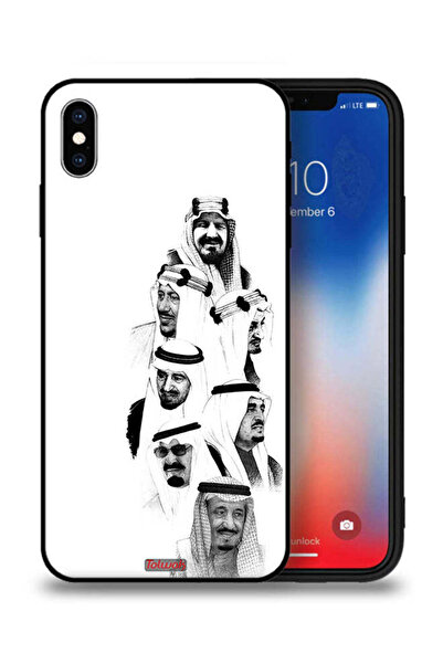 Tolwak غطاء حماية لجهاز آيفون XS من آبل، رسم ملوك السعودية بالأبيض والأسود