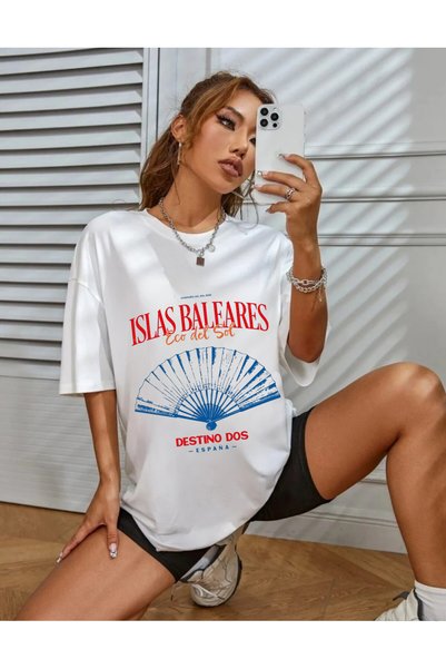 Relax family xf Women's White Oversize Loose Cut T-Shirt Simple Crew Neck Cotton Summer Plain Basic