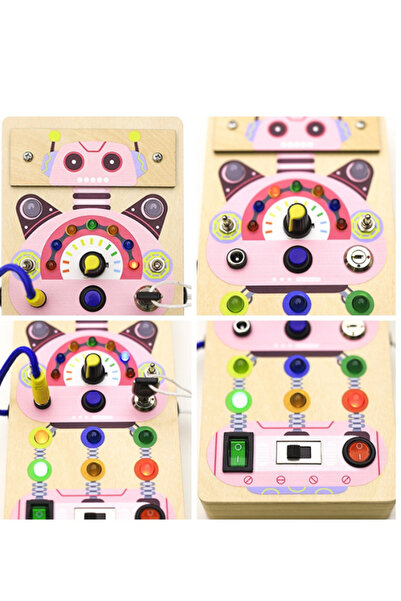 Generic Pink Robot Busy Board for Toddlers – Montessori Sensory Toy for Kids 3+