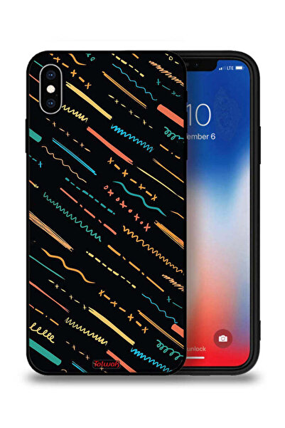 Tolwak Apple iPhone XS Protective Case X Lines Abstract Pattern