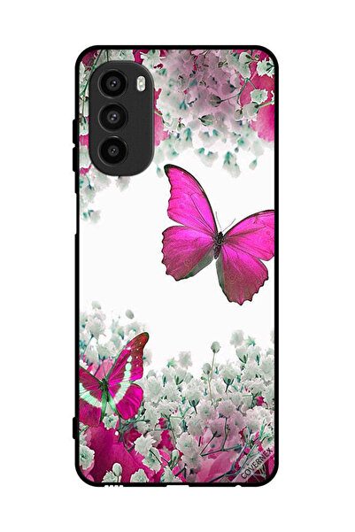 Covernex غطاء حماية لهاتف موتورولا موتو جي 82 برسومات فراشات جميلة وورود صغيرة