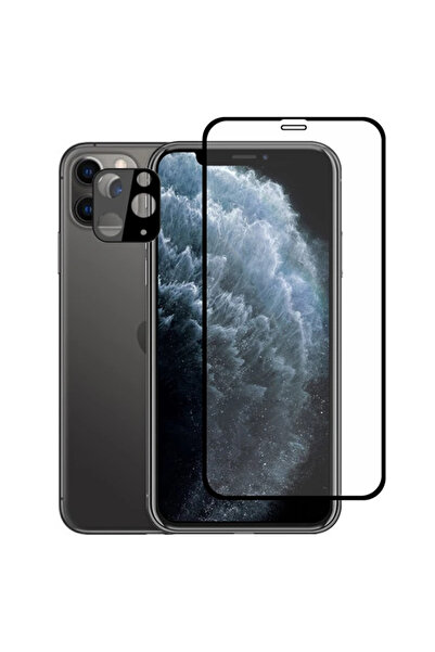 lowell home واقي شاشة من الزجاج المقوى بالغراء الكامل 2 في 1 لهاتف آيفون 11 ب...