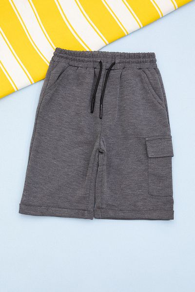 Cansın Mini Anthracite Waist Elastic Fabric Single Pocket Boy's Shorts 21155