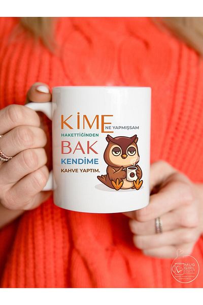 kuphane Whatever I Did I Deserved It Printed Humorous Owl Mug