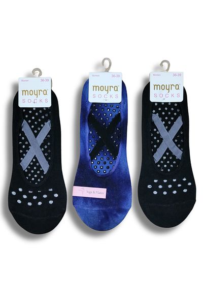 Fanilam Αντιολισθητικές κάλτσες Pilates με βάση - Moyra Sport Socks με κορδόνια για Yoga & Fitness