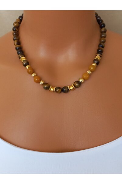 LemaStone قلادة عين النمر من الحجر الطبيعي