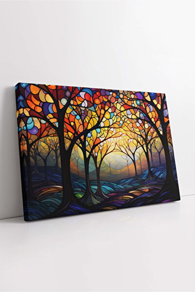 KOSS Dijital Pictură pe pânză cu copaci cu vitralii colorate, pânză cu peisaj...