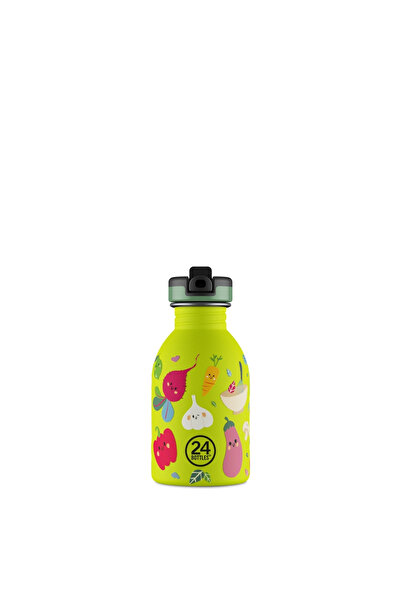 24 Bottles Kids Bottle Veggie Friends Pipetli Paslanmaz Çelik Çocuk Su Matarası 250 ml