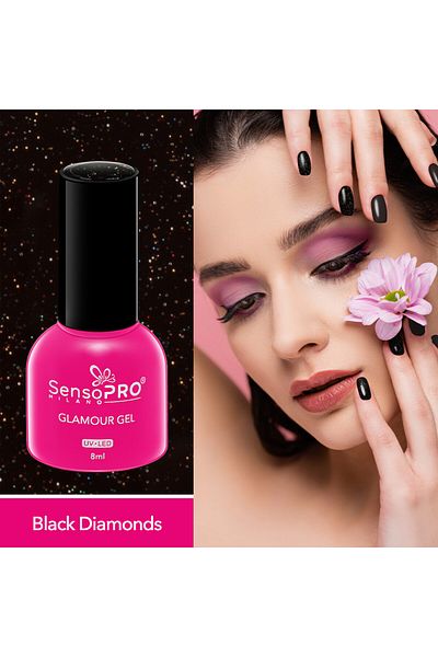 SensoPRO Milano Oja semipermanentă Glamour Gel 8ml, Black Diamonds #58