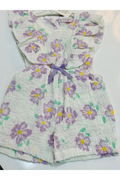 Generic Brand Girl's Floral Patterned Salopet Jumpsuit