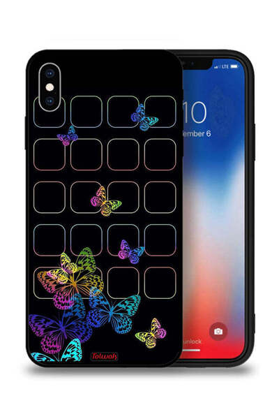 Tolwak غطاء حماية لهاتف Apple iPhone XS Max بنقشة فراشات ملونة