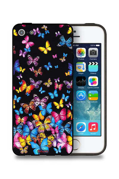 Tolwak غطاء حماية لأجهزة iPhone 5/5s/SE من Apple بنقشة فراشات ملونة