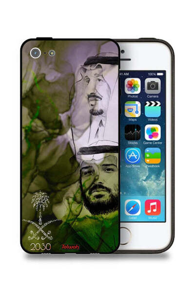 Tolwak غطاء حماية لجهاز آيفون 5/5s/SE من آبل، ملصق فني للملك سلمان وولي العهد...