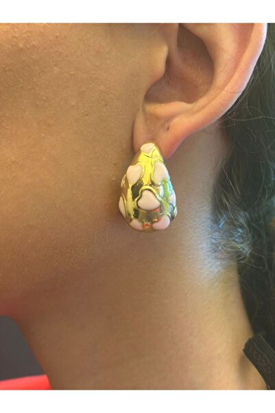 Gönülden Tasarım Heart Design Women's Earrings 3 cm Pink Open